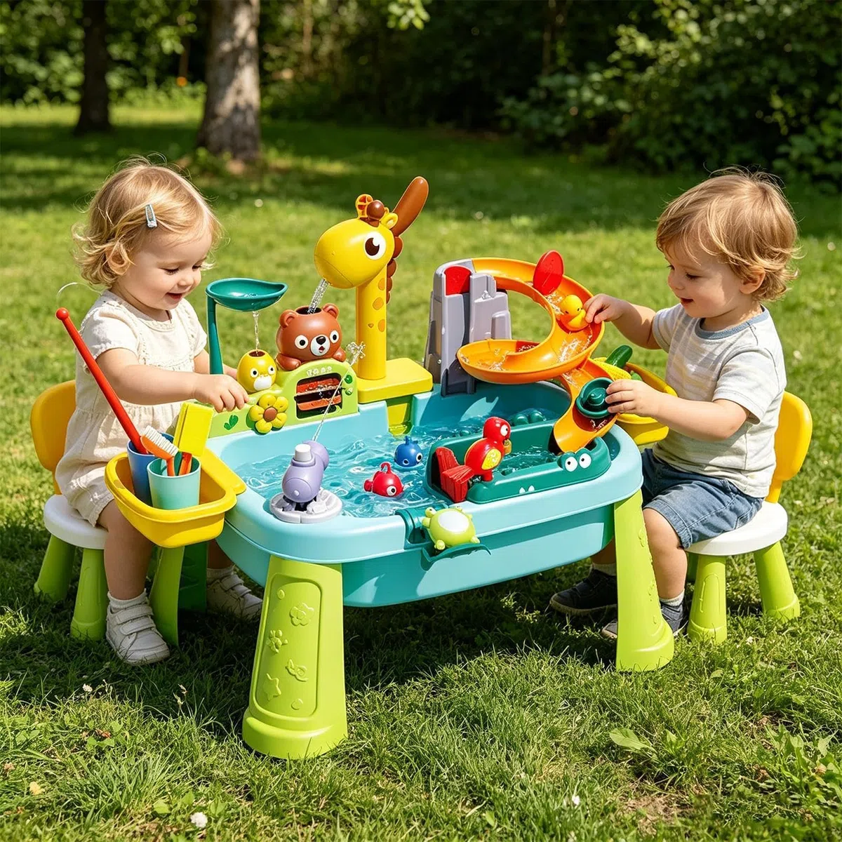 Wasser-Spieltisch,Niedlicher Giraffen-Wasserhahn Rollenspielzubehör - Spielküchenspüle Mit Fließendem Wasser | für Kinder von 1-5 Jahren, für , Garten, Hinterhof und Pool zum interaktiven Spielspaß