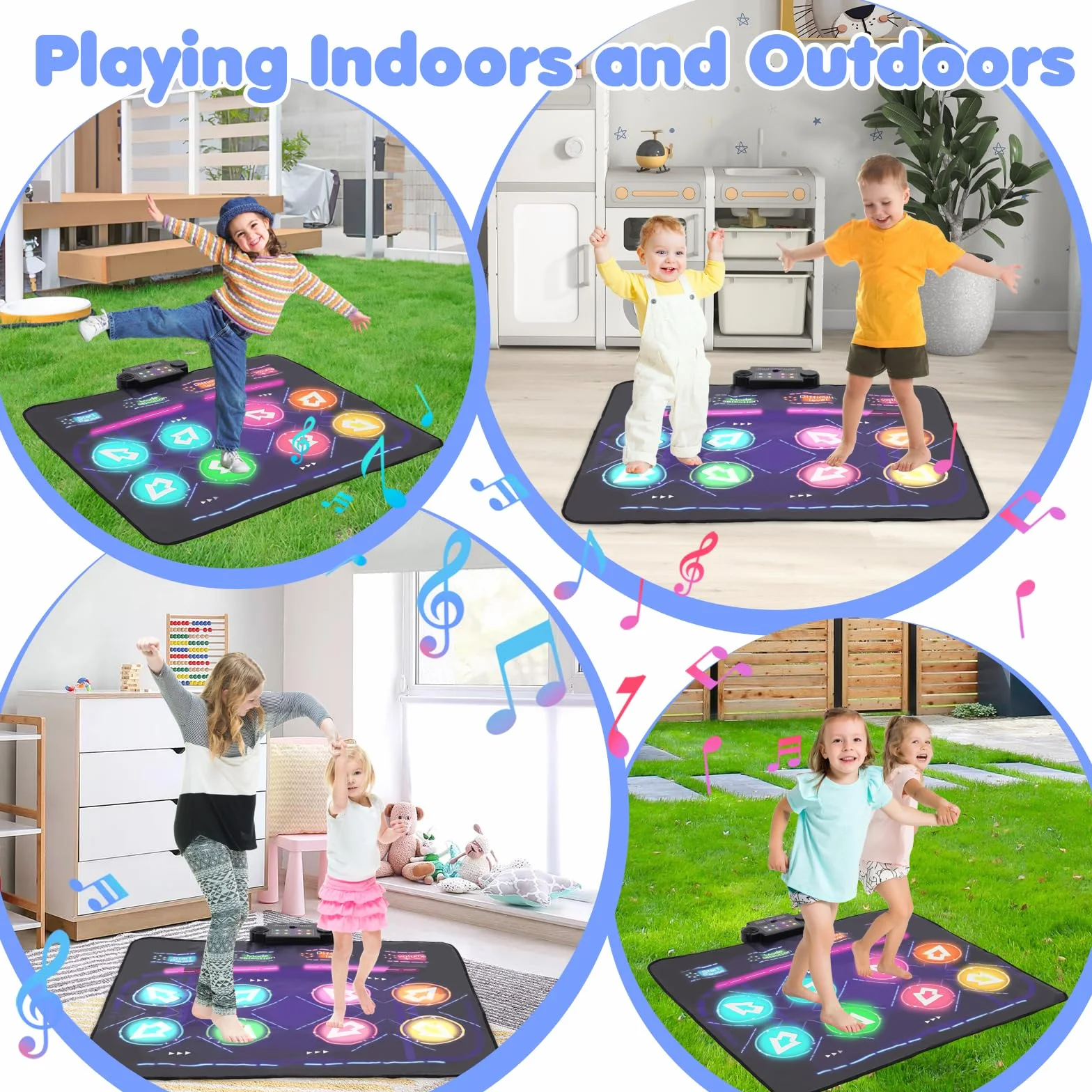 Kinder Doppeltanzmatte, Tanzmatte Kinder Mit Vier Wettkampfmodi 8 LED-Anzeigen,Geeignet Für Kindertanzmattenspielzeug Für Jungen Und Mädchen Ab 3, 4, 5, 6, 7, 8 Jahren, Geburtstags