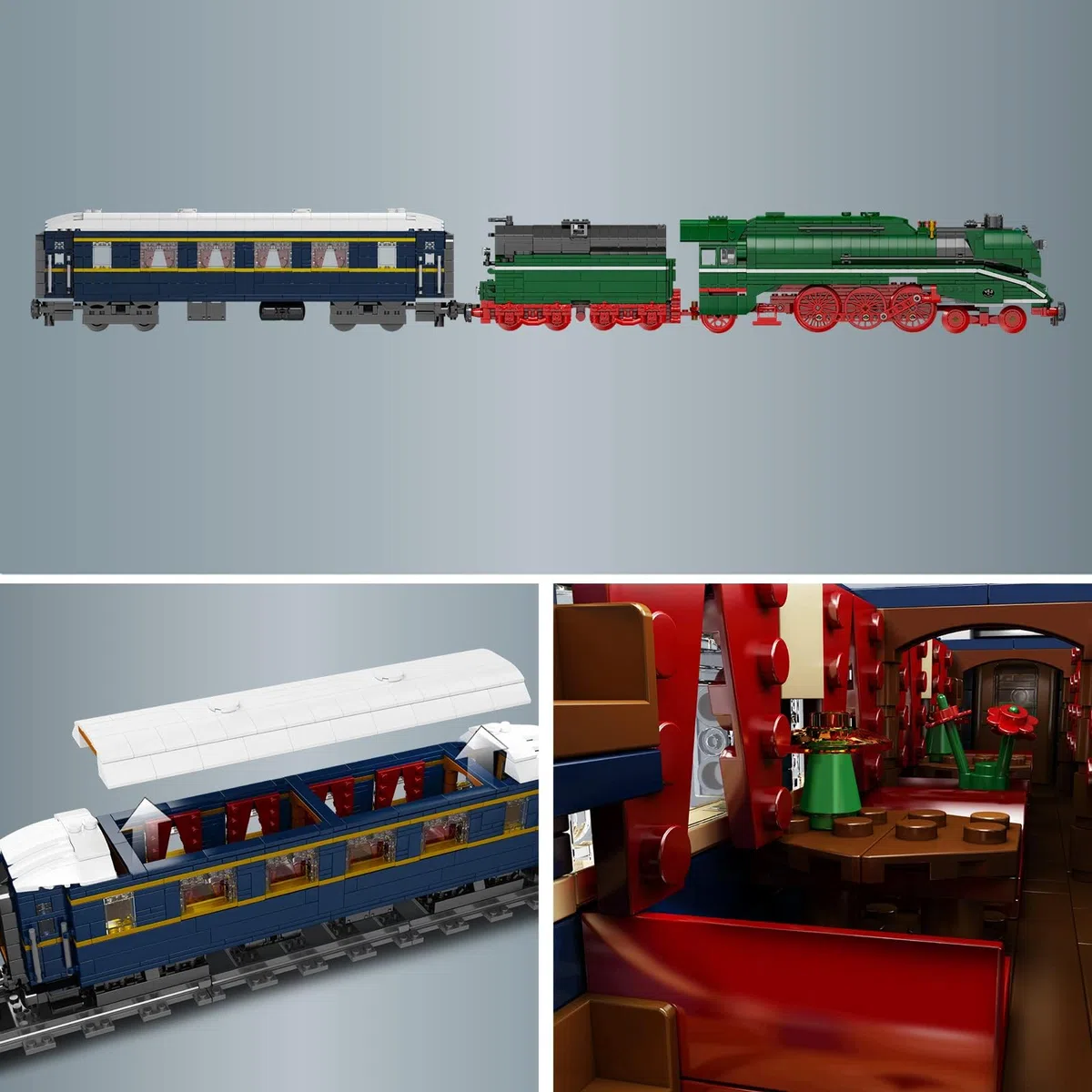 Mould King 12007 Technik Zug Baustein Modell, 2348 Teile Train Eisenbahn Fernbedienung und App Dual Control, Ferngesteuertes Zug Modellbausatz Bausteinset mit Schiene und Beleuchtung