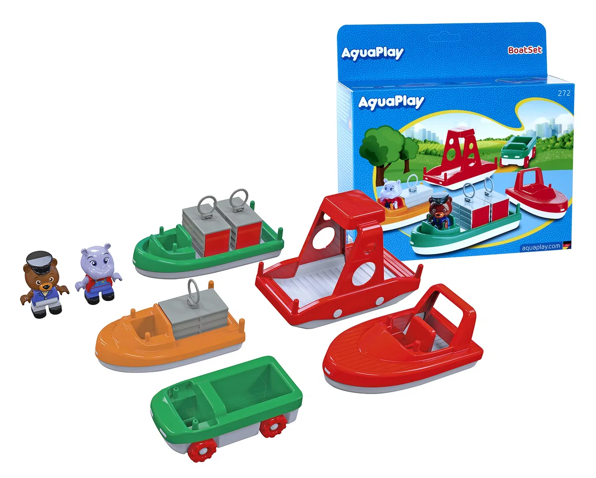 AquaPlay - BoatSet - Zubehör für Wasserbahnen oder Badewanne, 2 Segelboote + 2 Figuren, für Kinder ab 3 Jahren