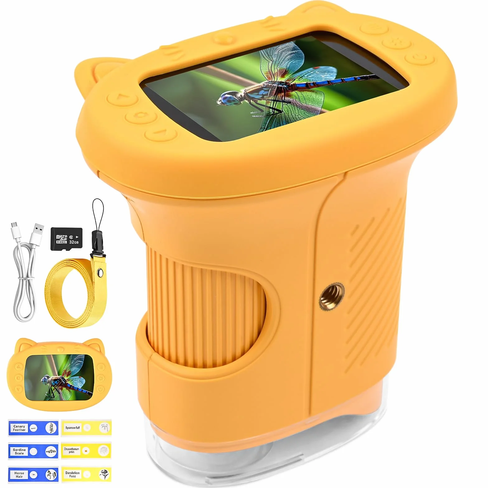 Mikroskop für Kinder 1000X 4K Digitales Mikroskop für Kinder mit 1080P HD 2,4″ IPS-Display & 8 LED, 1080P HD Tragbares Mikroskops,USB-aufladbar,Science Draussen ab 3 Jahren (Orange)