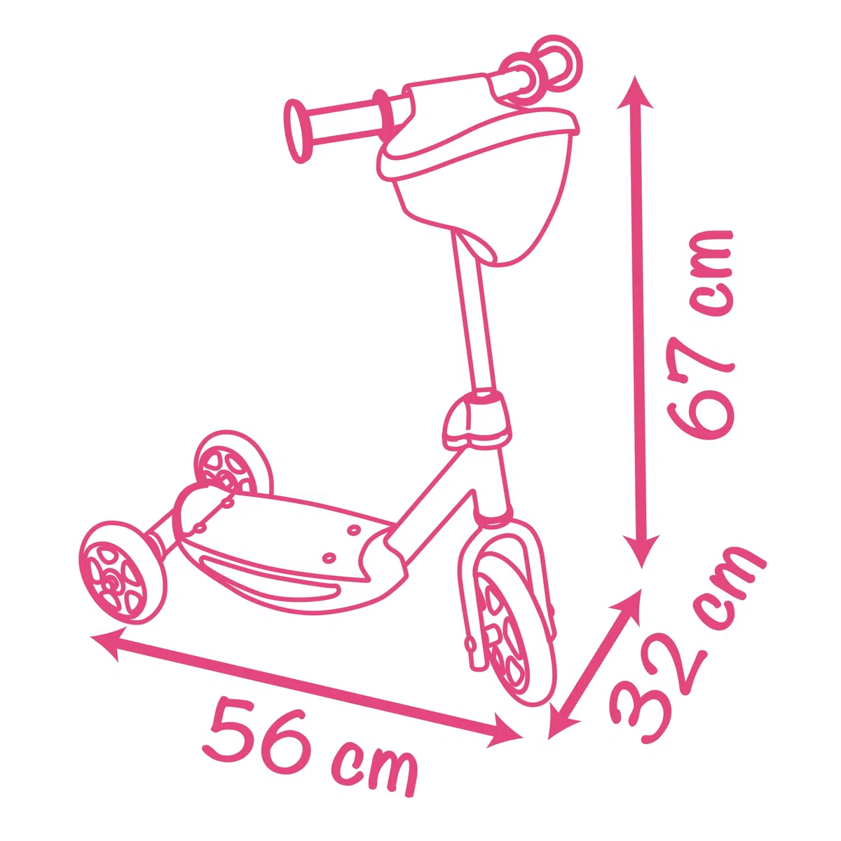 Smoby - Corolle Kinderroller - 3 Räder - Höhenverstellbarer Lenker - Puppensitz - rutschfeste Trittfläche - Stabile Konstruktion - Ab 3 Jahren