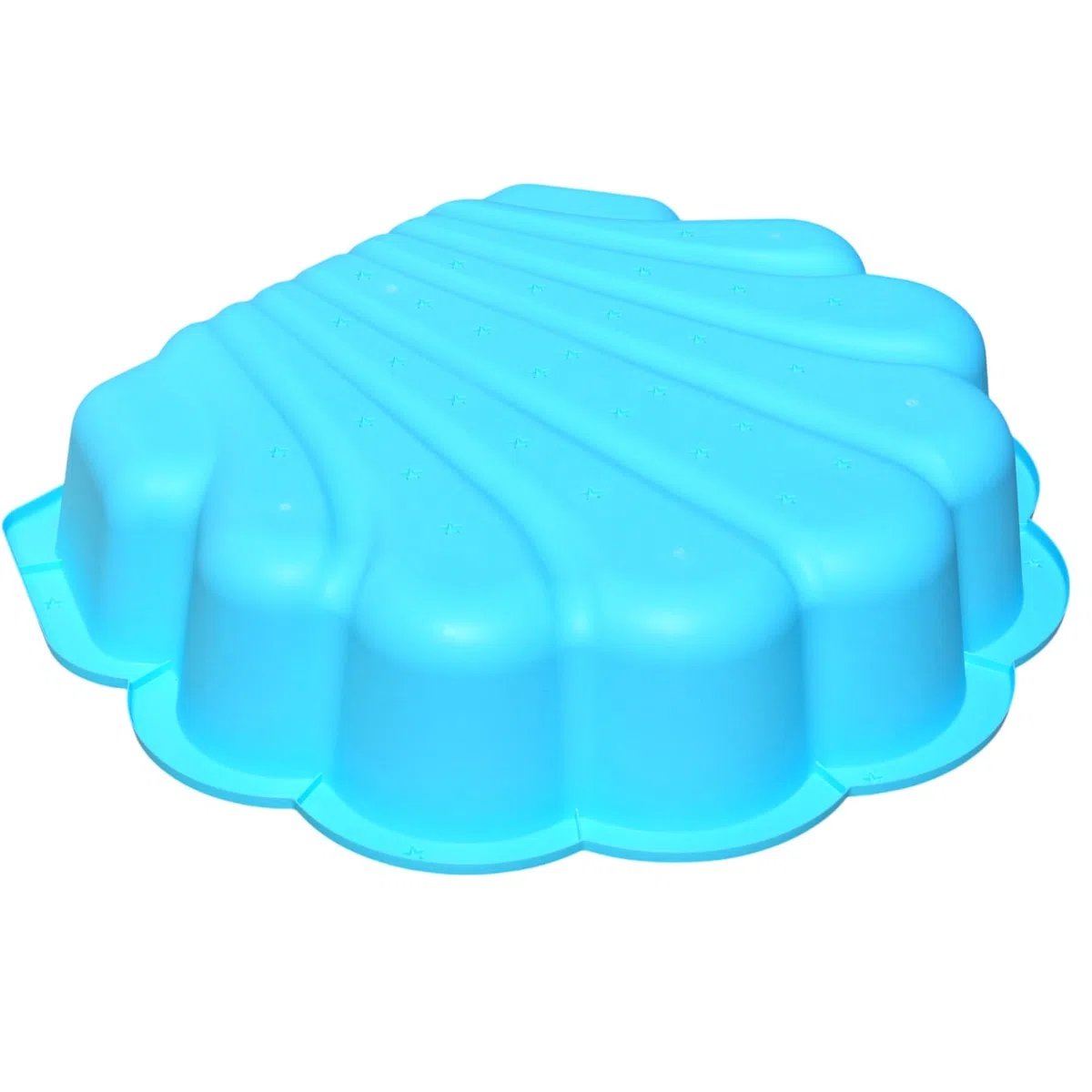Sand- & Wassermuschel Türkis mit Sternen, 1-teilig – Robuste Spielmuschel für Sand & Wasser, ideal als Sandkasten oder Planschbecken für Kinder, 86 x 77 x 18 cm