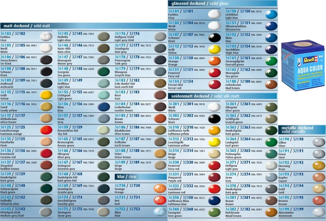 Revell Aqua Color Farben - 10 Töpfchen a 18ml - Farbauswahl per Mail