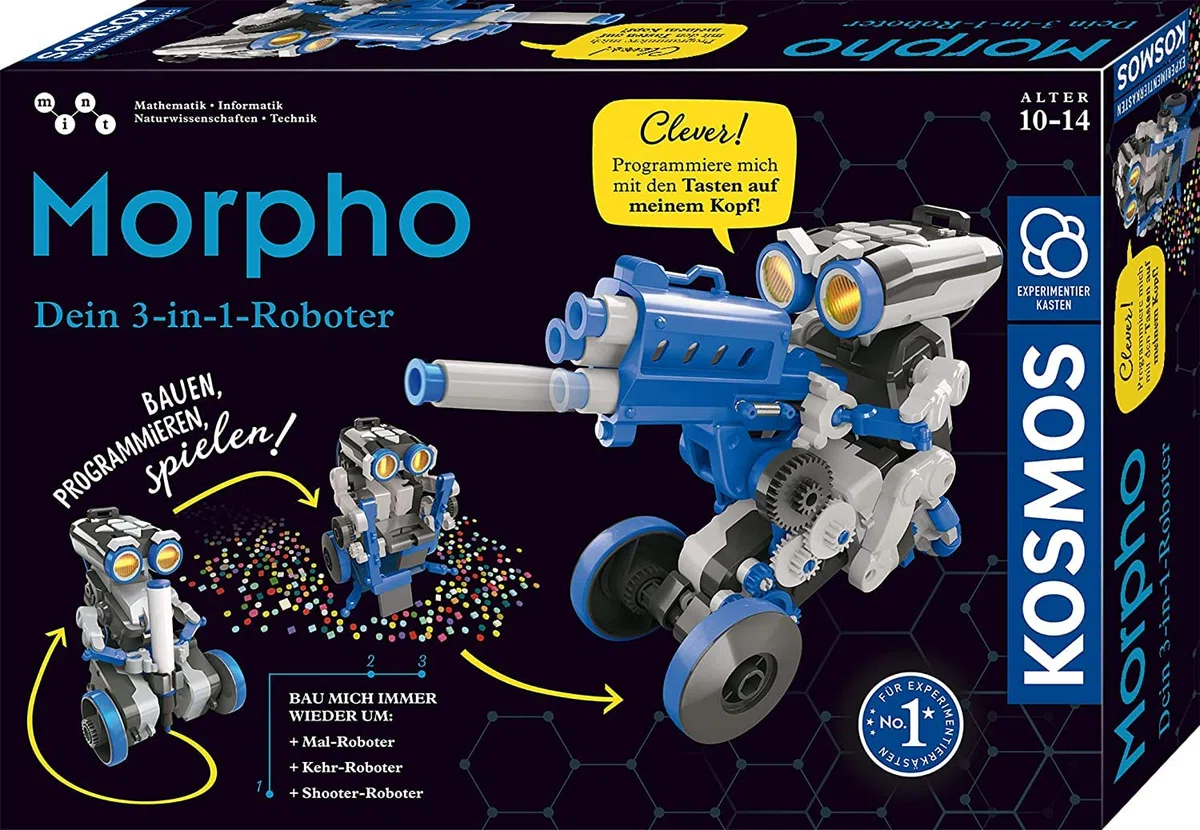 KOSMOS 620837 Morpho - Der 3-in-1 Roboter, Spielzeug, Experimentierkasten, Bauen, Programmieren, Schritt-für-Schritt Anleitung, von 10-14 Jahren