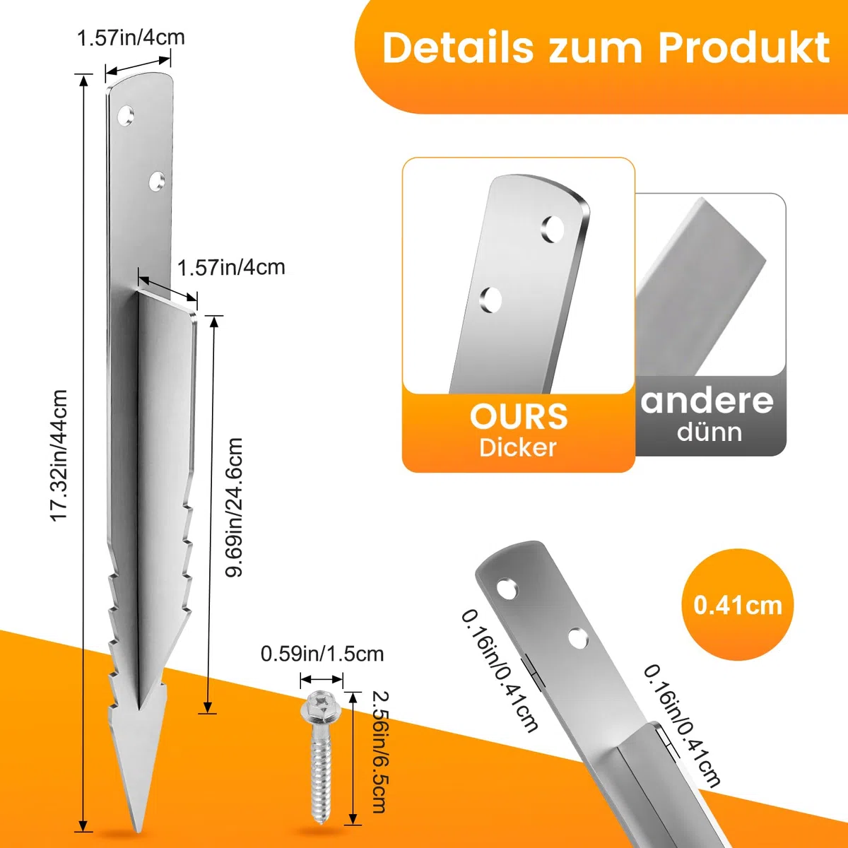 4er-Pack Erdanker Bodenanker Schaukel, Outdoor Einschlaghülse Feuerverzinkter für Schaukel Bogen Spielhäuser Spieltürme