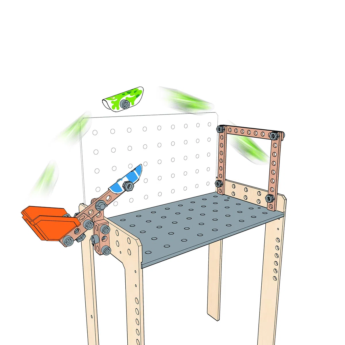Hape Junior Inventor Tüftler Werkbank | Bausatz aus Holz für Erfinder, Mint Spielzeug, ab 4 Jahre