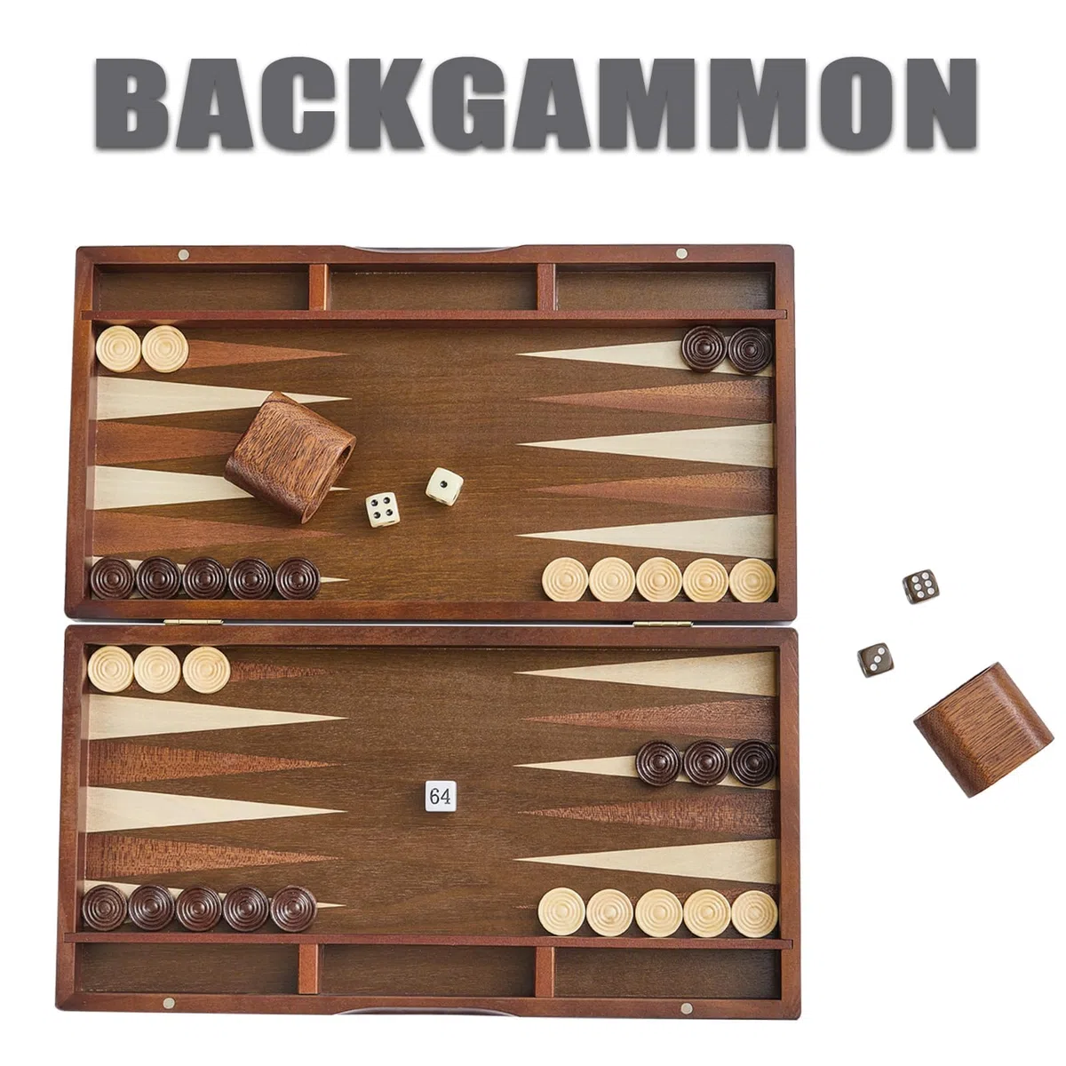 Backgammon Set für Erwachsene Großes 40cm Spielbrett aus Holz Kompakt klappbar & perfekt für Reise Inkl Würfel Klassisches Brettspiel für Zuhause