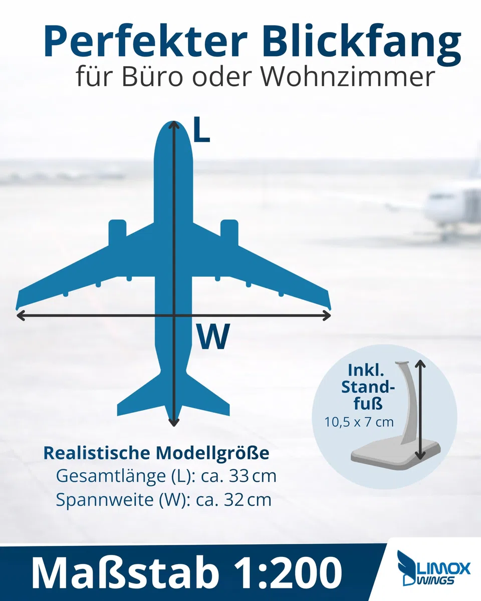 Limox Lufthansa Airbus A350-900 D-AIXI – Modellflugzeug 1:200 I Offiziell Lizenziertes Flugzeugmodell mit Standfuß für Sammler & Luftfahrtfans I Detailgetreue Flugzeug Deko für Vitrine, Büro & Regal