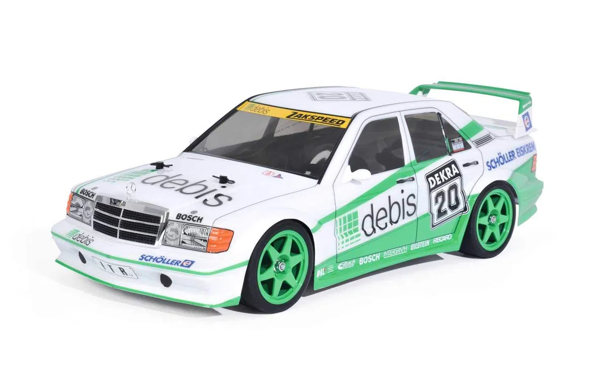 TAMIYA 58656 - 1:10 RC MB 190E debis Zakspeed TT-01E, ferngesteuertes Auto/ Fahrzeug, Modellbau, Bausatz, Hobby, Basteln, Modell, Zusammenbauen, Unlackiert