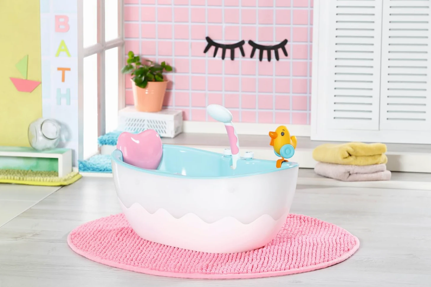 BABY Born Badewanne mit Farbwechsel - Dusch-& Soundfunktion - Hochwertiges Zubehör für Puppen der Größe 36 & 43 cm - Funktioniert auch mit echtem Wasser