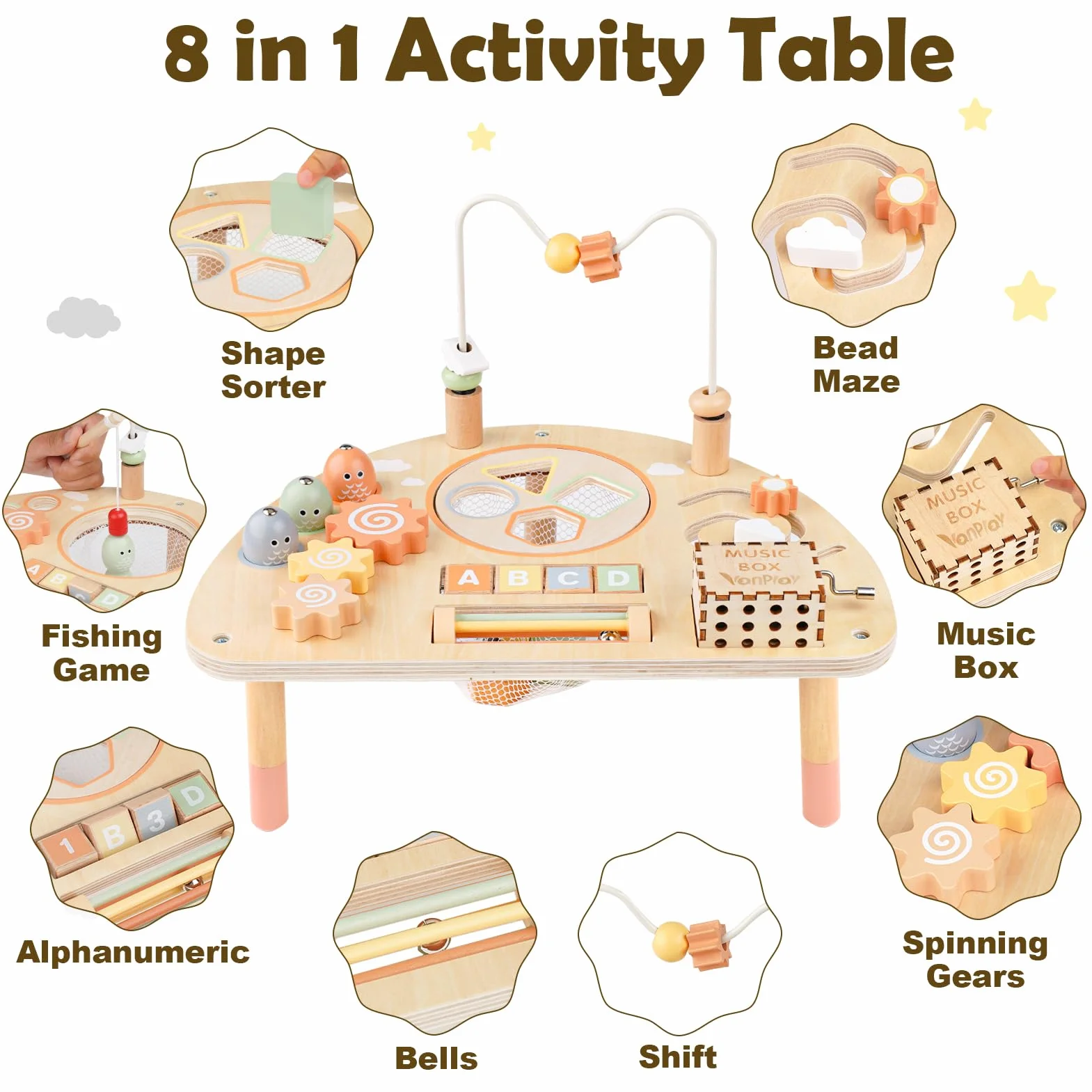 Vanplay Spieltisch Ab 2 Jahr Baby Spielzeug Spieltisch Kinderspielzeug Montessori Spielzeug 2 3 4 5 Jahre Baby Activity Spiel