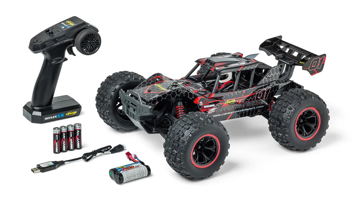Carson 500404255 1:10 XS Offroad Fighter Cage 100% RTR rot - Ferngesteuertes Auto, RC Buggy, inkl. Batterien und Fernsteuerung, Offroad Buggy