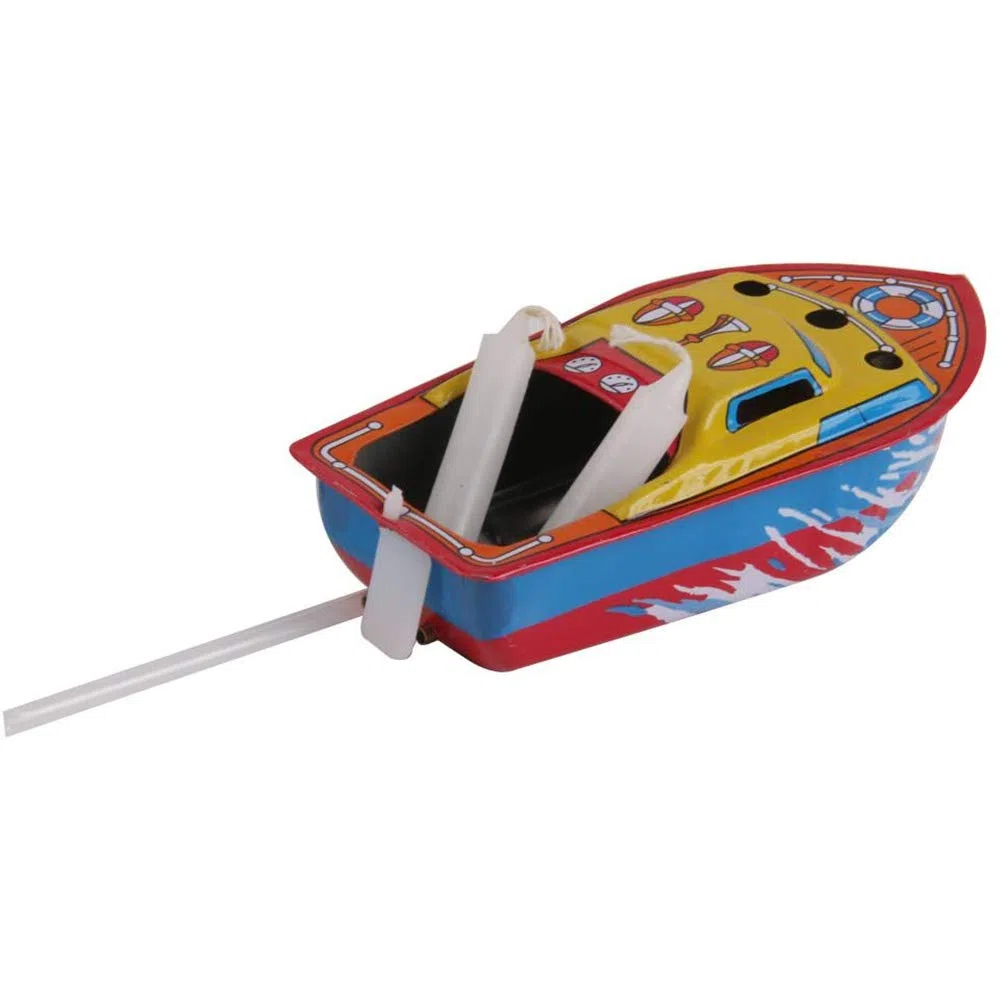 POFET Klassische Kerze angetriebenes Schnellboot Schiff Zinn Spielzeug Wasser handgemachte Dekoration