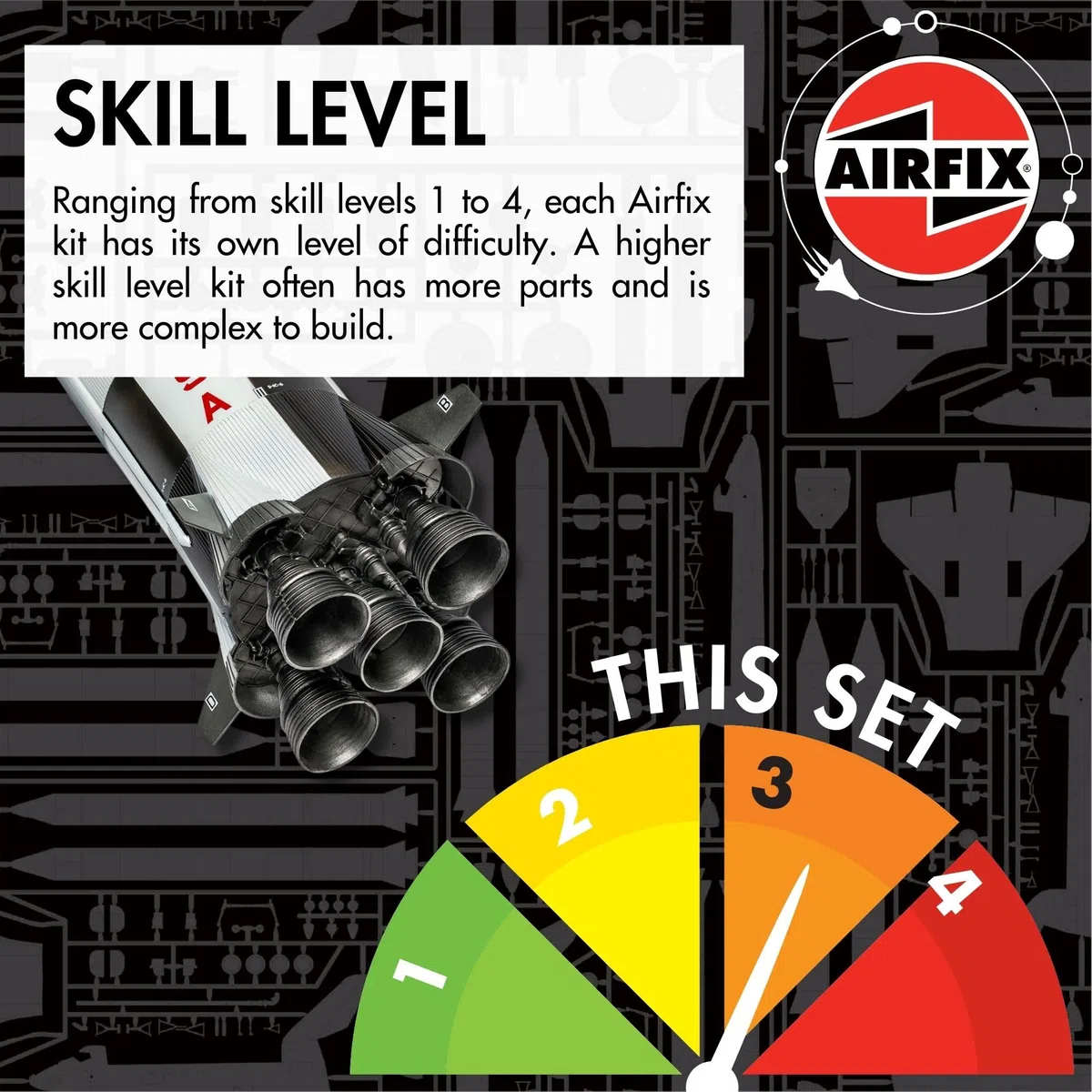 Airfix A50201 Saturn V Geschenkset – Plastikmodellbausatz, Raumschiff-Bausatz für Erwachsene und Kinder ab 8 Jahren, enthält: Modell im Maßstab 1:144, Humbrol Acrylfarben, Pinsel und Polykleber