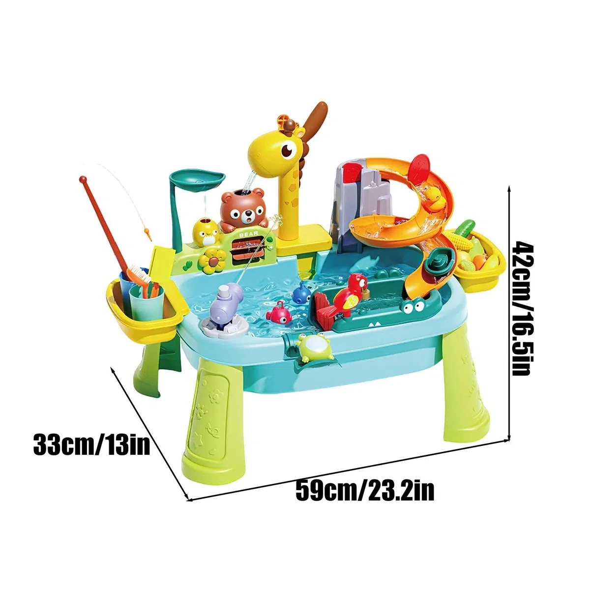 Kinder Wassertisch - Giraffenwasserhahn Lern Angelspielzeug, Küchen Spielbecken Spielzeug Mit Fließendem Wasser, Sommerspielzeug Für Sensorische Aktivitäten Im Freien, Für Hinterhof, Garten, Pool