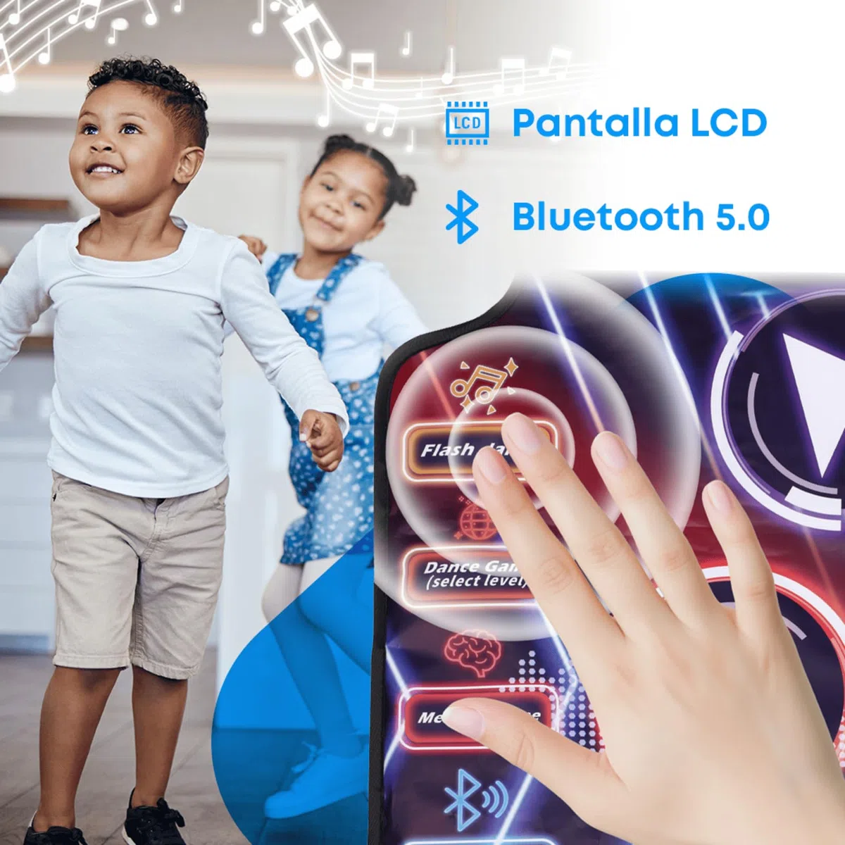 NK Tanzmatte Kinder +5 Jahre und Erwachsene mit Bluetooth 5.0 - Spielzeug musikmatte 7 Spielmodi, Geburtstags, rutschfeste Basis und Lautsprecher Einstellbarer Lautstärke (100x89cm)