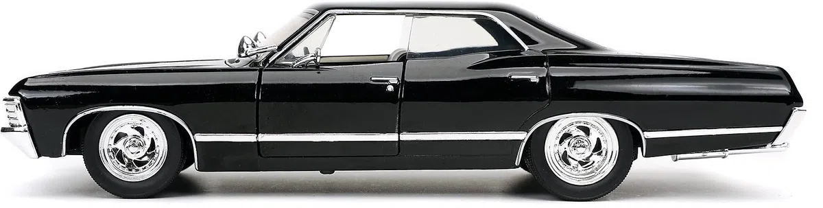 Jada Toys Supernatural Dean Winchester, 1967 Chevy Impala Sport Sedan, Modellauto, Türen + Kofferraum + Moterhaube zum Öffnen, Maßstab 1:24, schwarz