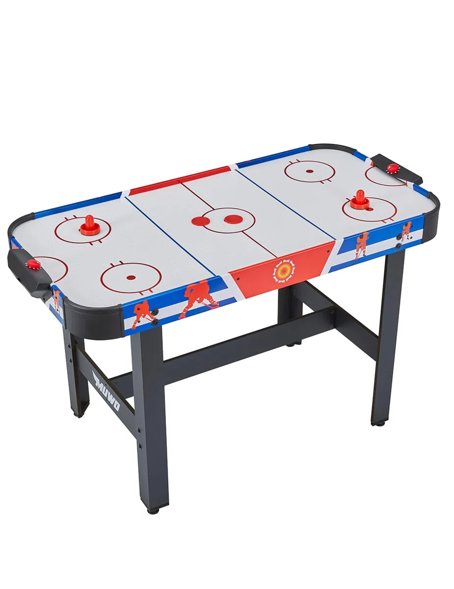 MUWO Air Hockey Tisch 122x61x79 cm, Torzähler, inklusive 2 Pucks und 2 Pusher, Harte, robuste Kunststoffbanden