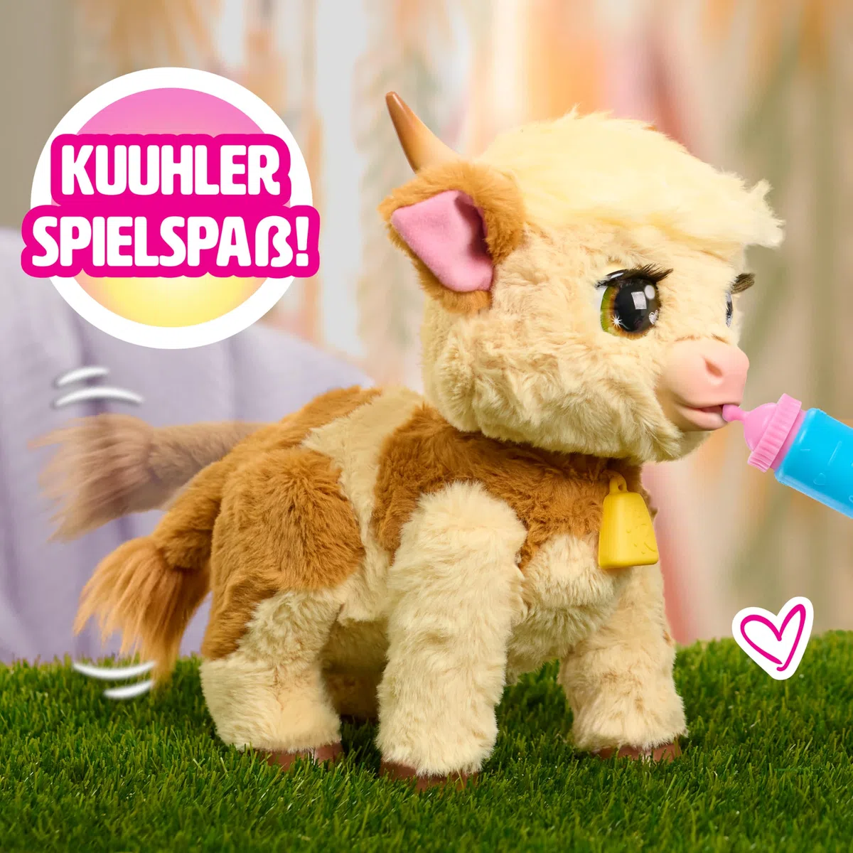 Just Play furReal Maggie, die Kuh, Funktionsplüschtier, interaktives Spielzeug, 50+ Geräusche und Reaktionen, Plüschtier, Kinderspielzeug ab 4 Jahren, 28cm, Hochlandrind