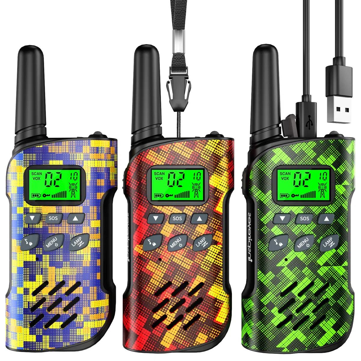 Inspireyes Walkie Talkie Kinder Aufladbar, 48 Stunden Arbeitszeit, 8 Kanäle 2-Wege-Radio, Geschenke für Jungen Mädchen, Outdoor Wandern Camping, 3-12 Jahre altes Spielzeug
