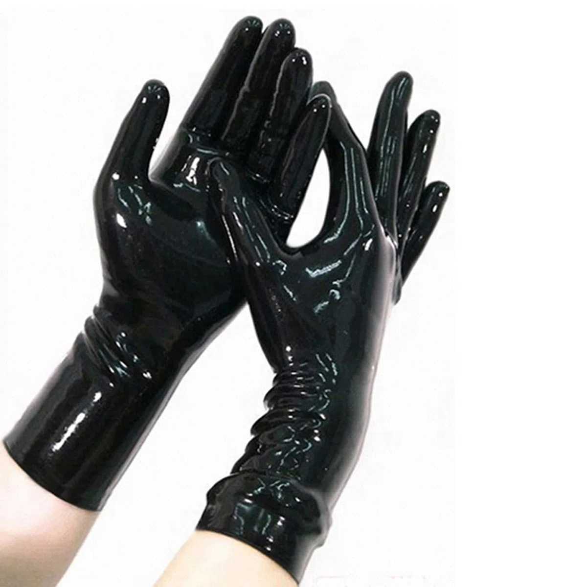 Schwarze Latex Handschuhe für Damen und Herren,Naturkautschuk Handschuhe Cosplay Kostüm Party Clubwear