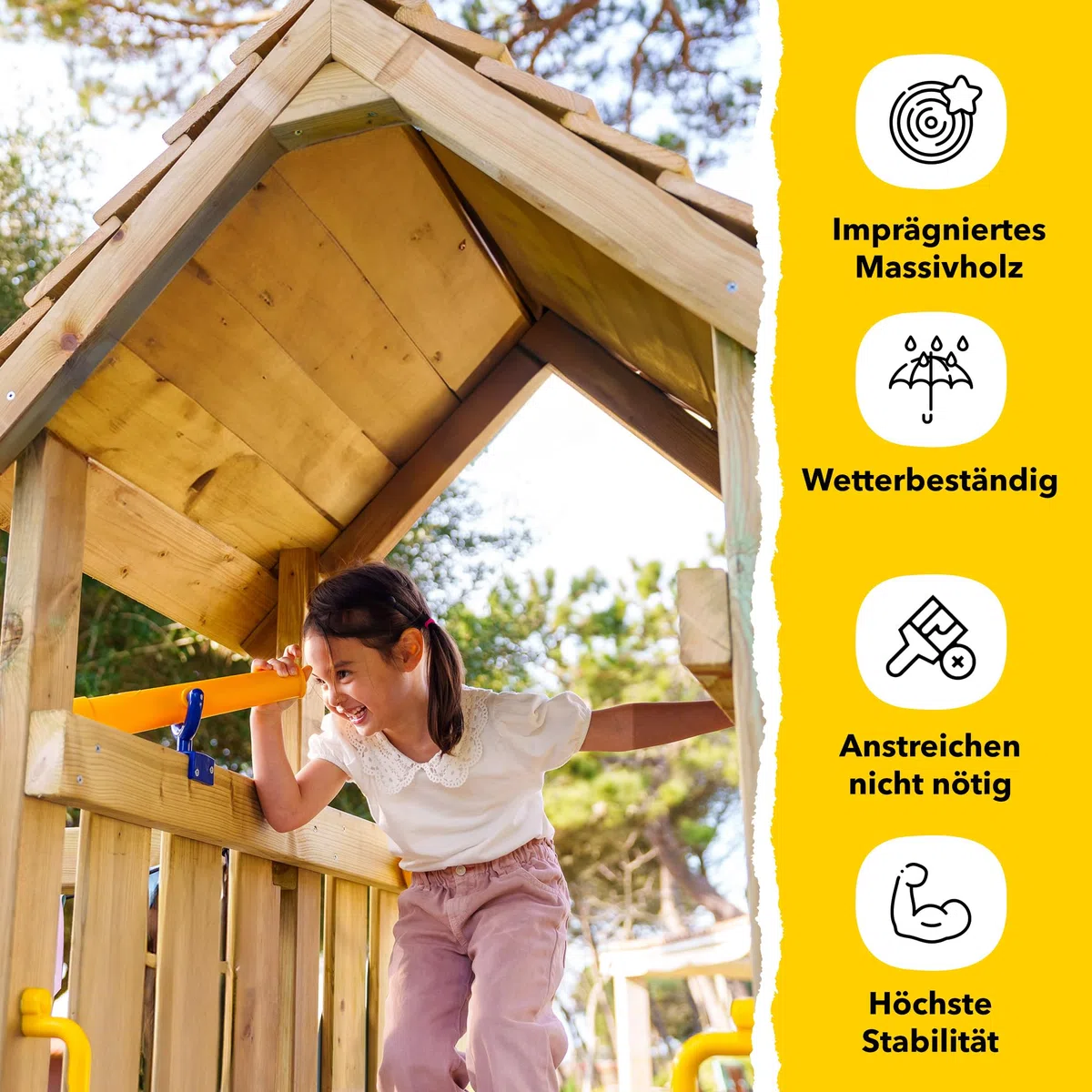 WICKEY Spielturm Smart Cave Klettergerüst, blau | mit Schaukel & Rutsche, Outdoor Kinder Kletterturm, mit Sandkasten, Leiter & Spiel-Zubehör für den Garten