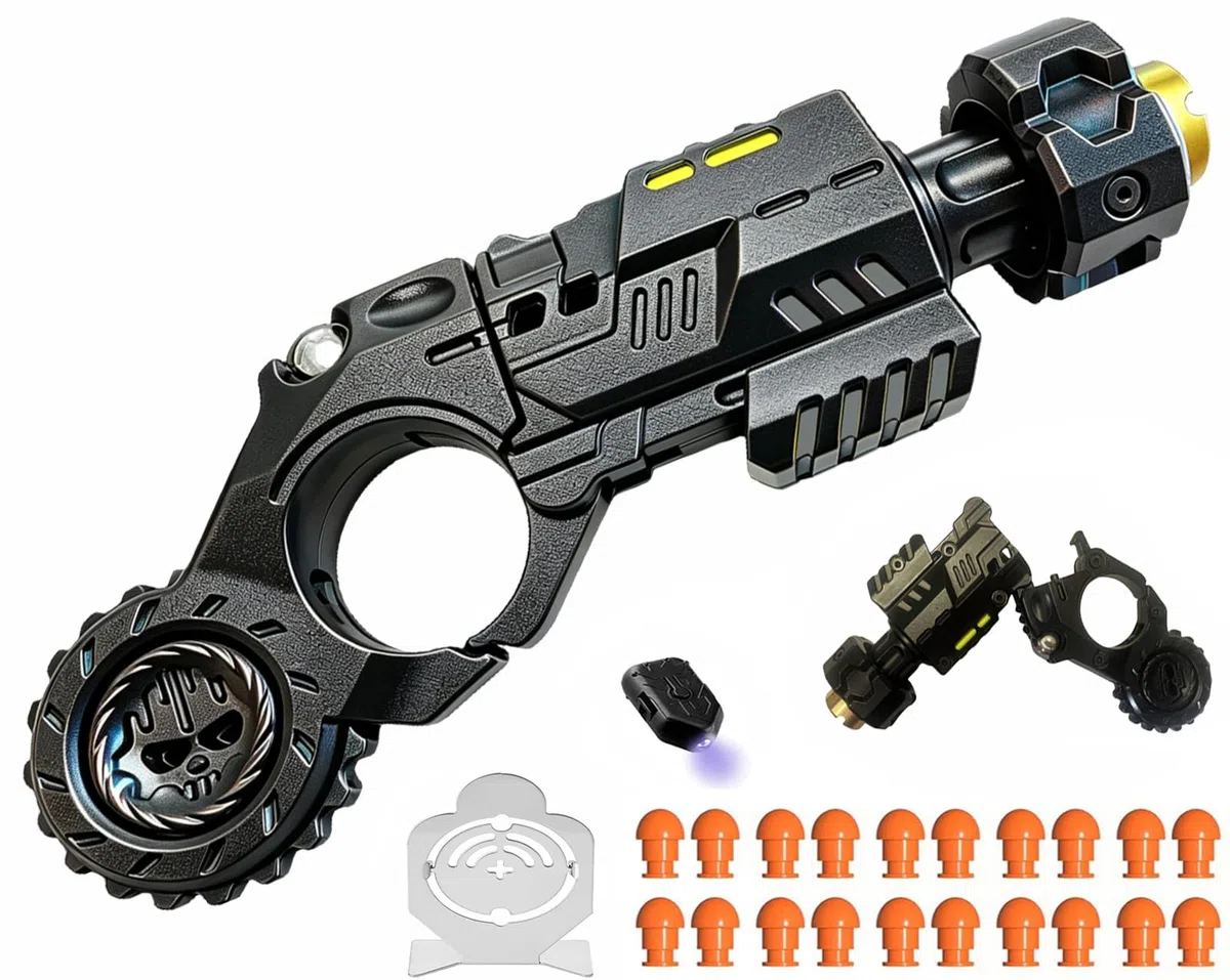 Metall EDC Spielzeugpistole,+ 20 Soft Bullet Anti-Stress Spielzeug Mehrere Spielmodi Soft Bullet Guns Toy with Mini-Stahlscheibe, Zum Sammeln/Verschenken