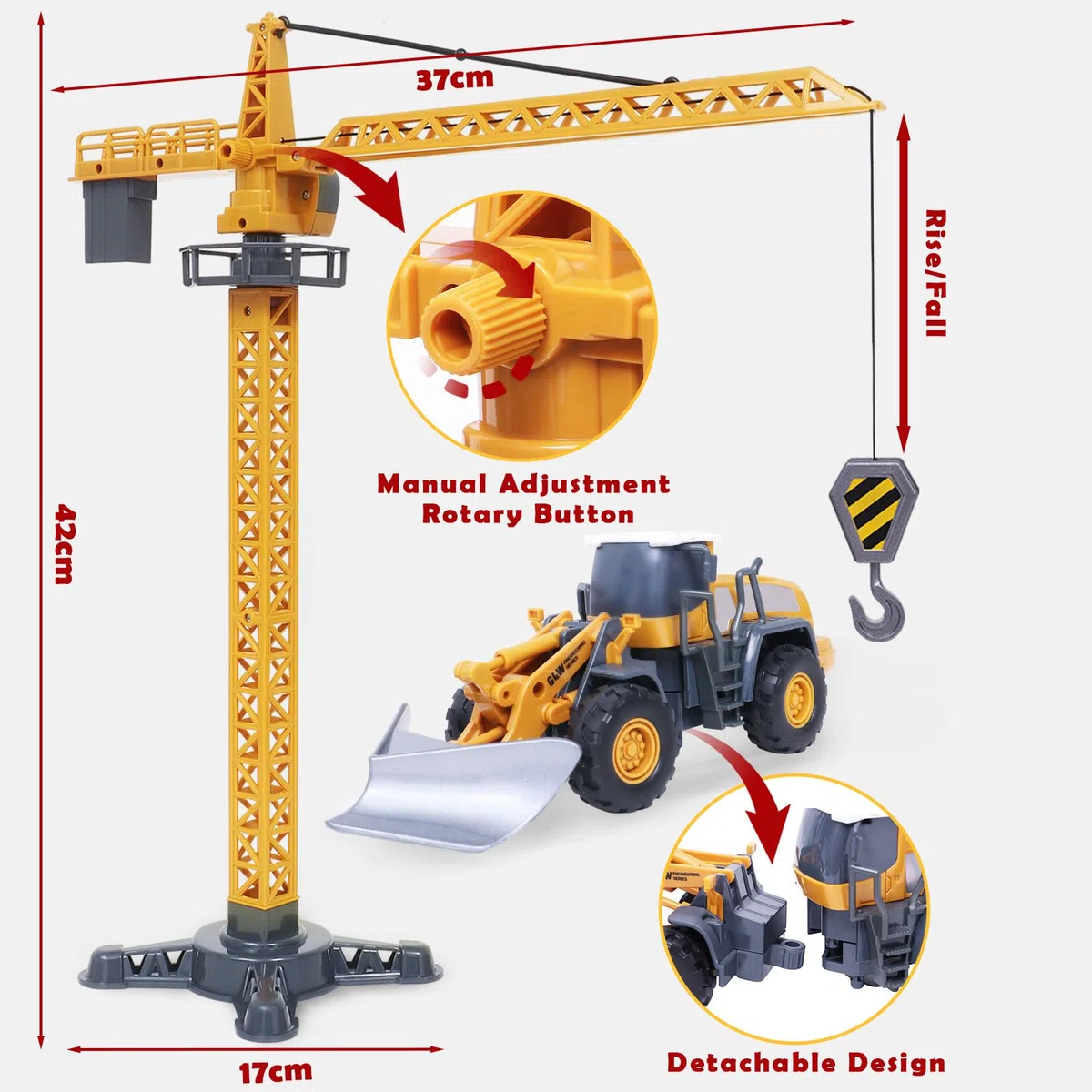 Tacobear Baufahrzeuge Kinder groß LKW Fahrzeug Spielzeug Geschenke ab 3 4 5 6 7 Junge mit Kran Spielzeug Bulldozer Dampfwalze Gabelstapler Konstruktionsfahrzeuge Geburtstag Geschenkideen Kinder Jungen