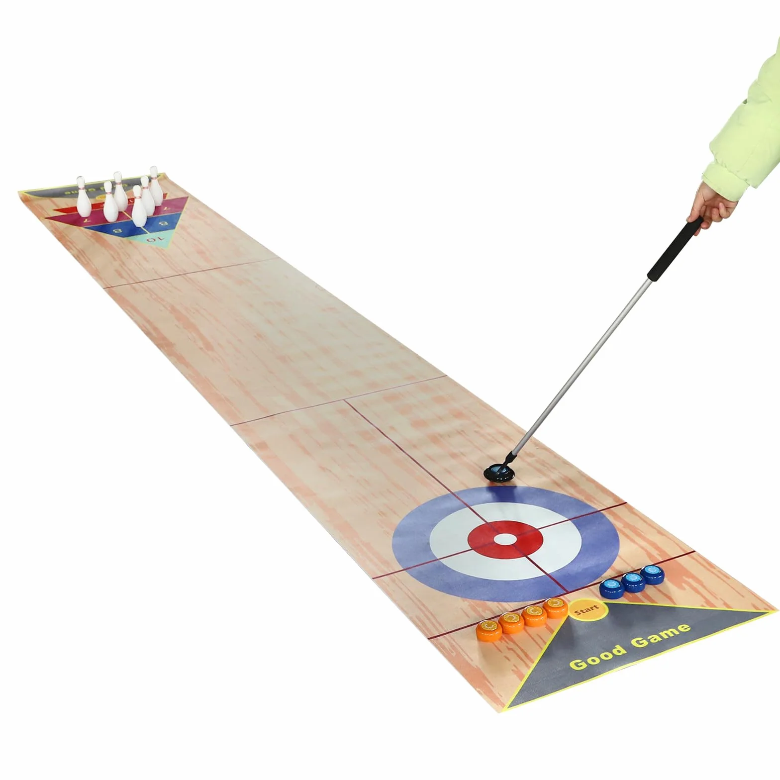 3 in 1 Curling Table-top Spiel-Set, Familienspiel Eisstockschießen Brettspiel, Compact Curling Spiel, für Kinder und Erwachsene, für Zuhause,Büro,Party(3.6 * 0.57m)