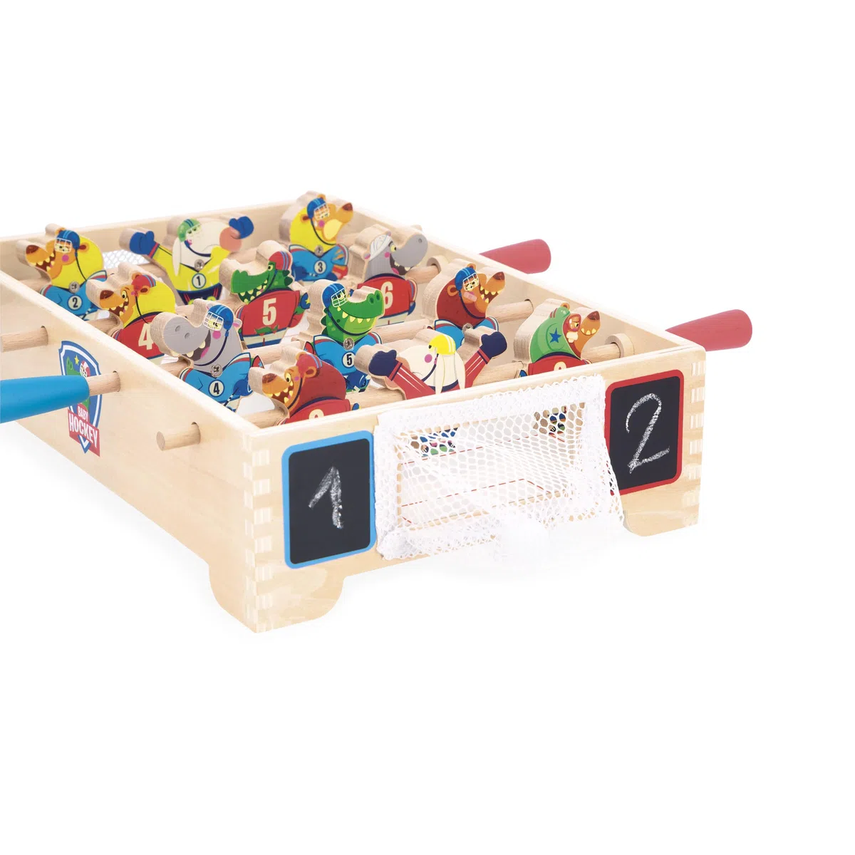 Janod - Mini Tischfußball aus Holz für Kinder - Thema Eishockey - Fördert die Fähigkeit zu tauschen und zu teilen - FSC Produkt - Ab 3 Jahre - J03367