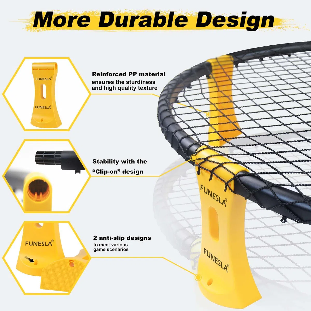 Funeslaball Outdoor Spieleset, Roundnet Spieleset, Outdoor Team Ballspiel bestehend aus Spielnetz, 3 Bällen, Kordelzug, Ballpumpe und Handbuch