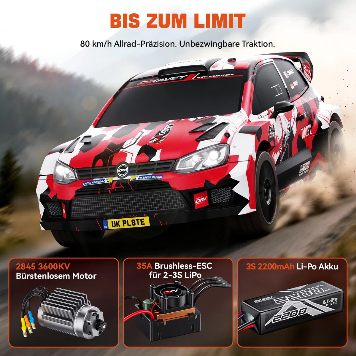 1/12 Schnelle RC-Autos für Erwachsene, Max 50 MPH Brushless Drift Car mit Gyro, 4WD RTR High Speed Rally, mit 3S 2200 mAh Drifting RC-Fernbedienungsauto für Erwachsene