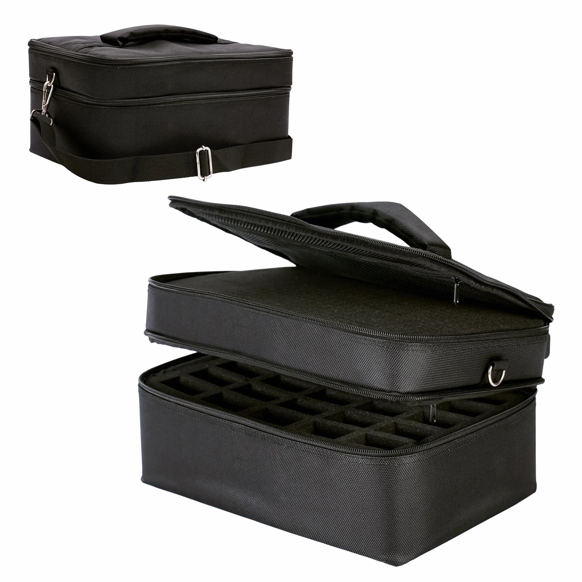 Miniature Storage Figure Travel Bag Kompatibel mit 40k, Dungeons &Dragons Miniaturen,Würfeletui für DND Würfel Set.(50 Slots,1 DIY-Slot, 2 Schichten Netzfach-Einlagen, enormer Fassungsvermögen)