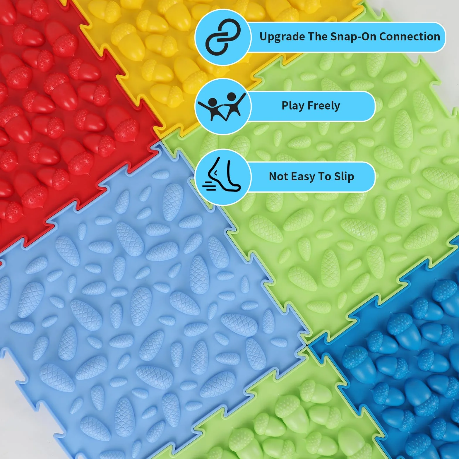 Massage Puzzle Sensorische Bodenmatte,8 Stück 25.5x25.5cm Orthopädische Sensorik Strukturmatten Spielmatte Puzzlematte für Taktile Wahrnehmung,Sinnesmatten