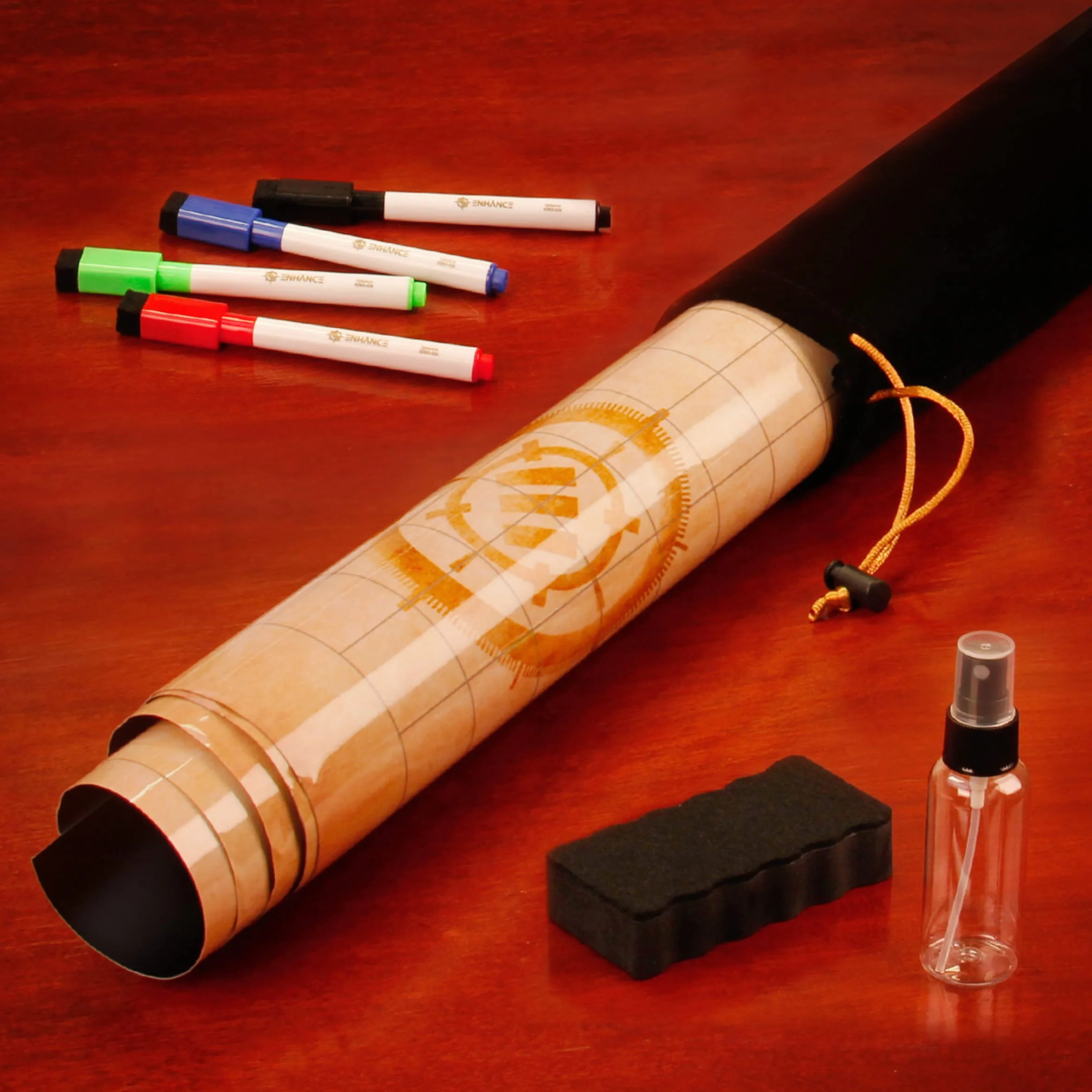ENHANCE RPG-Gittermatte – Tisch-DND-Karte (61 x 91,4 cm), trocken abwischbare Rollenspielmatte, komplettes Gaming-Set, löschbare Kampfgitter-Spielmatte aus Pergament mit Reisetasche, Marker-Set