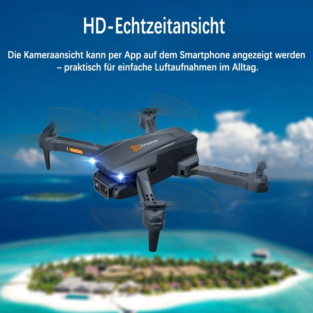 Drohne mit Kamera 4K für Anfänger, Kinder und Erwachsene, Mini Drohne mit WiFi, 2 Akkus, Ein-Knopf Start/Landung, faltbarer RC Quadcopter, Schwarz