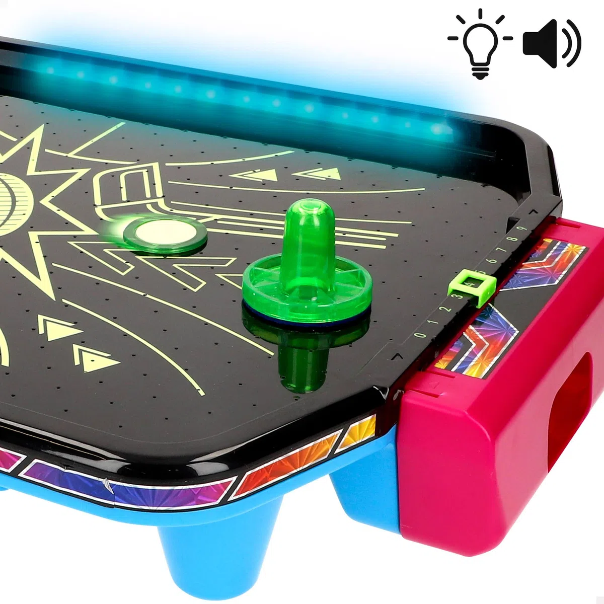 ColorBaby CB Games Air Hockey Neon-Tischplatte, 40 cm, robuster Kunststoff, 2 Schläger, 2 Scheiben, 2 Spieler, Brettspiele, Kinderspielzeug, Familienspaß, ab 6 Jahren (39515)
