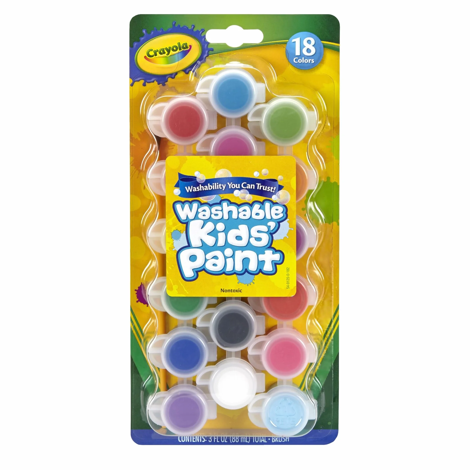 CRAYOLA Waschbare Farben und Pinsel – verschiedene Farben (18 Stück) | perfekt für alle Kunst- und Bastelbedürfnisse – leicht waschbar | ideal für Kinder ab 3 Jahren