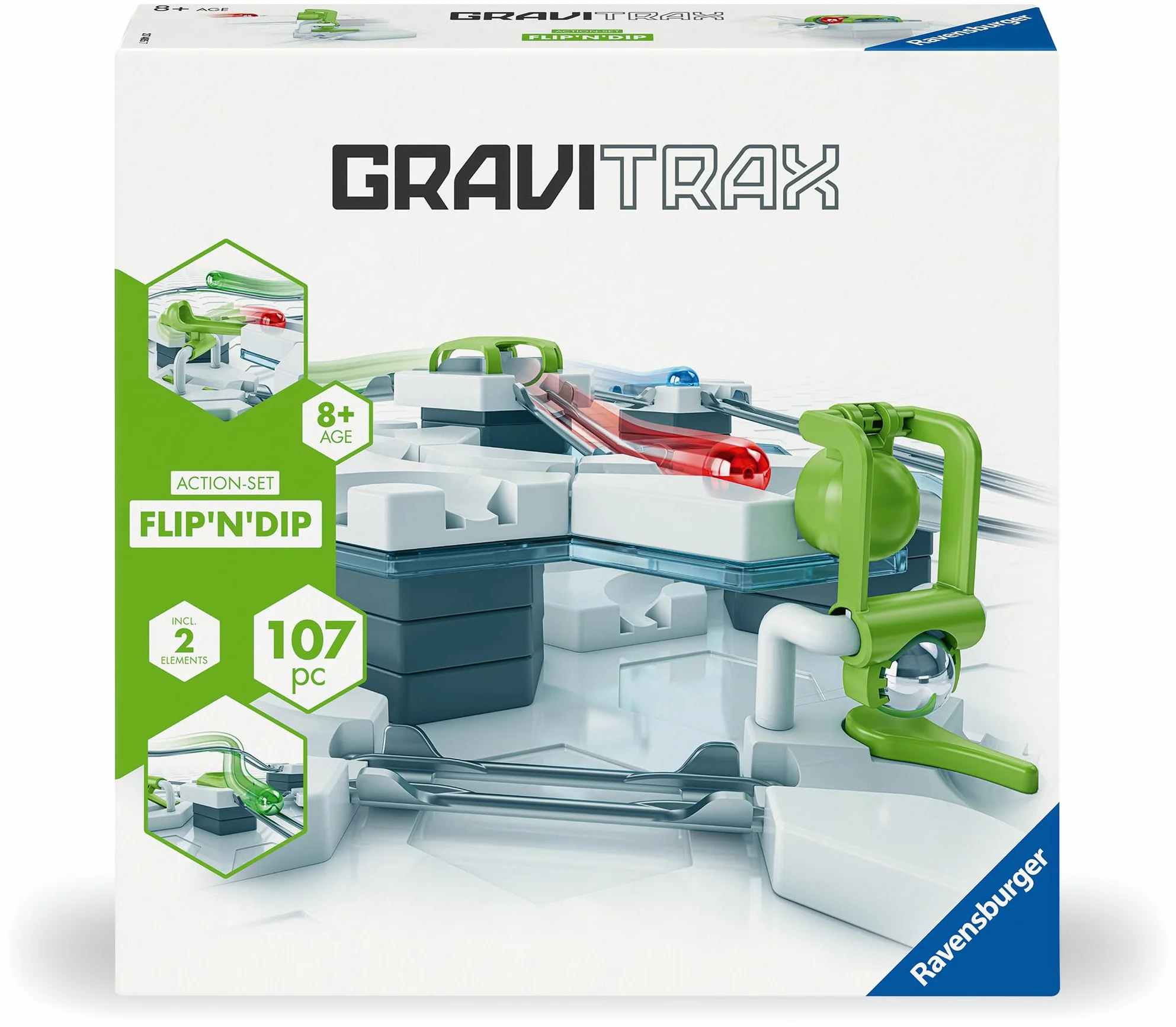 Ravensburger 27485 - GraviTrax Actionset Flip`n`Dip - GraviTrax Starterset - Murmelbahn und Konstruktionsspielzeug ab 8 Jahren, alleine bespielbar