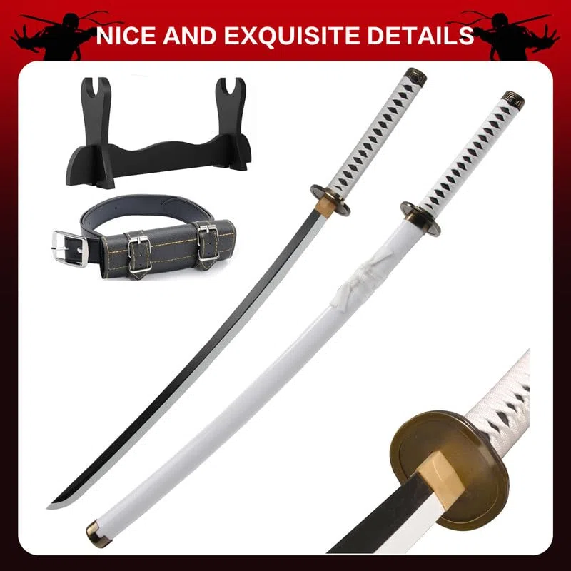 Anime Ninja Bambus Schwert Katana Krieger Waffen–40Zoll(104cm),mit Gürtel und Halter,für Halloween Motto Party Karneval Dress Up Party Cosplay