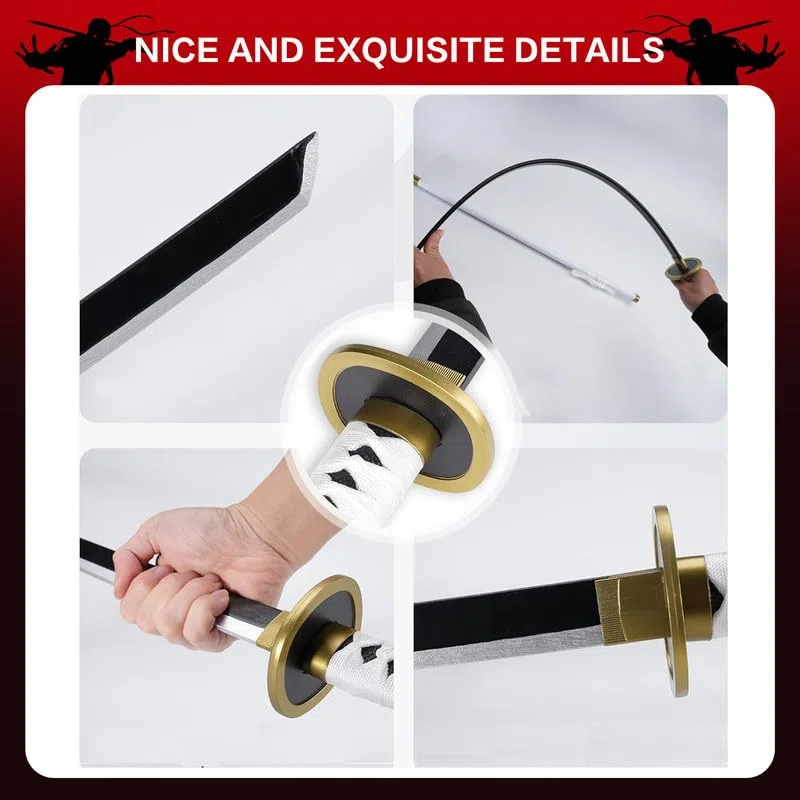 Anime Ninja Bambus Schwert Katana Krieger Waffen–40Zoll(104cm),mit Gürtel und Halter,für Halloween Motto Party Karneval Dress Up Party Cosplay