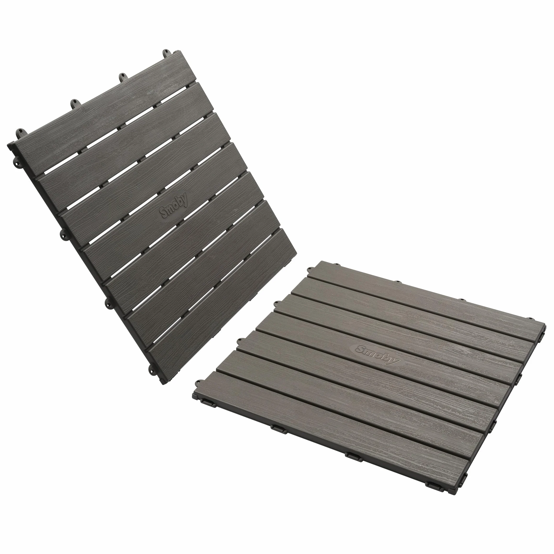 Smoby - Bodenplatten-Set mit Klicksystem, 6 Stück - Zubehör Spielhäuser, strukturierte Holzoptik, recyceltes Material