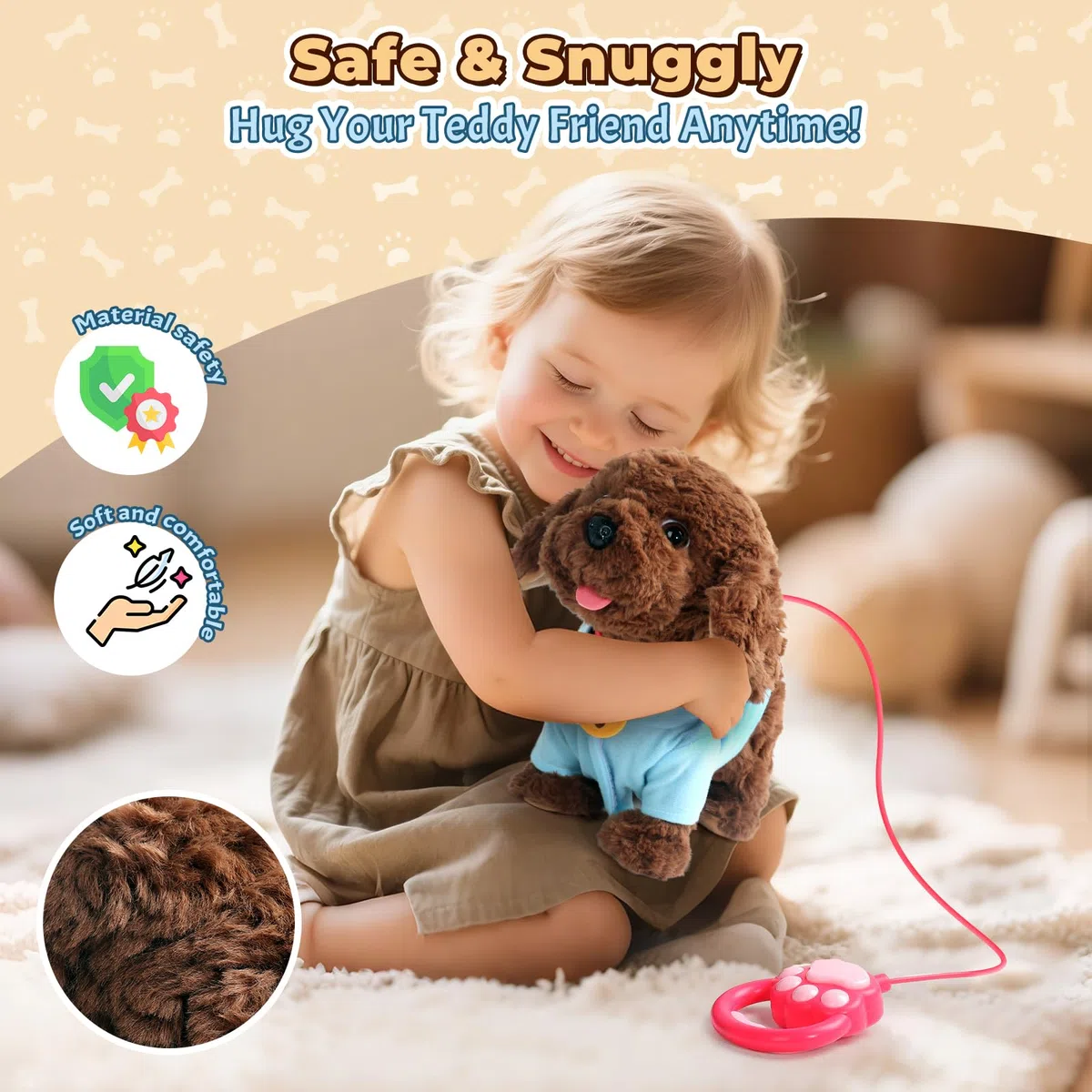 jerryvon Hund Spielzeug Kinder-Spielzeug Ab 2 Jahre Mädchen Dog Spiel Kuscheltier Hund Mit Leine der Läuft und Bellt Interaktiver Laufender Hund Für Kinder Junge Mädchen 2 3 4 Jahre Geschenkideen