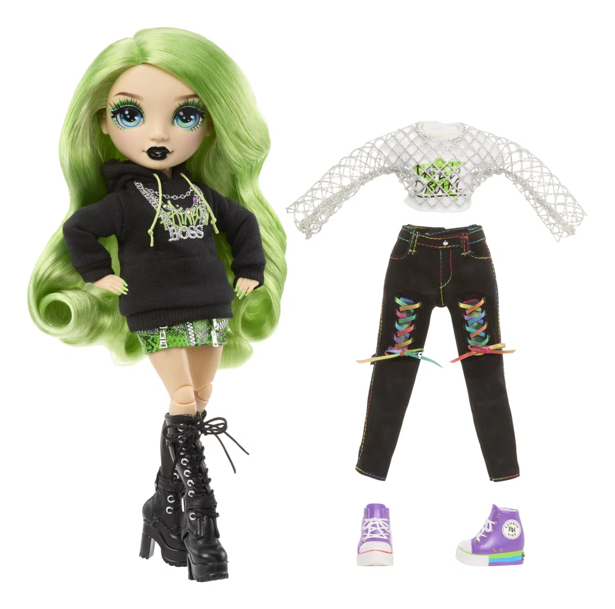 Rainbow High Style Icons Jade – 28 cm Modepuppe mit Langem, Kämmbarem Haar, Zweitem Outfit, Passender Tasche und einem Zweiten Paar Schuhe, Beweglich mit 13 Gelenkpunkten
