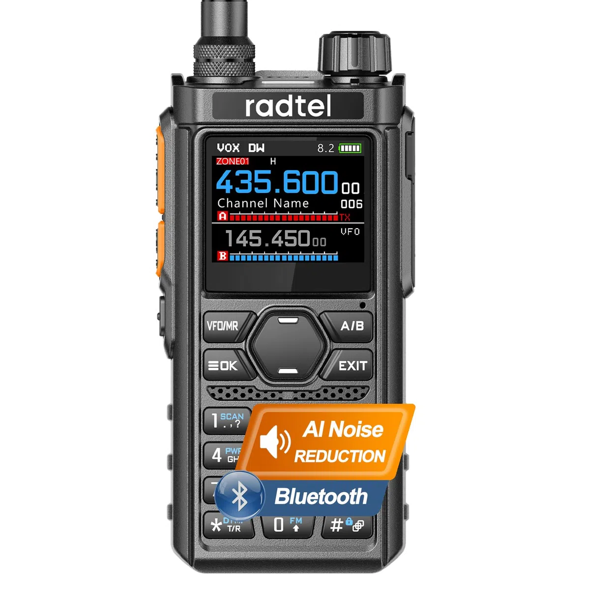 Radtel RT-910B 5W UHF/VHF Dualband-Funkgerät mit Flugfunkempfänger, 6-Meter-Amateurfunkgerät, Bluetooth, programmierbar, wiederaufladbar, VOX-Freisprechfunktion, Handfunkgerät für Fahrzeug und Outdoo