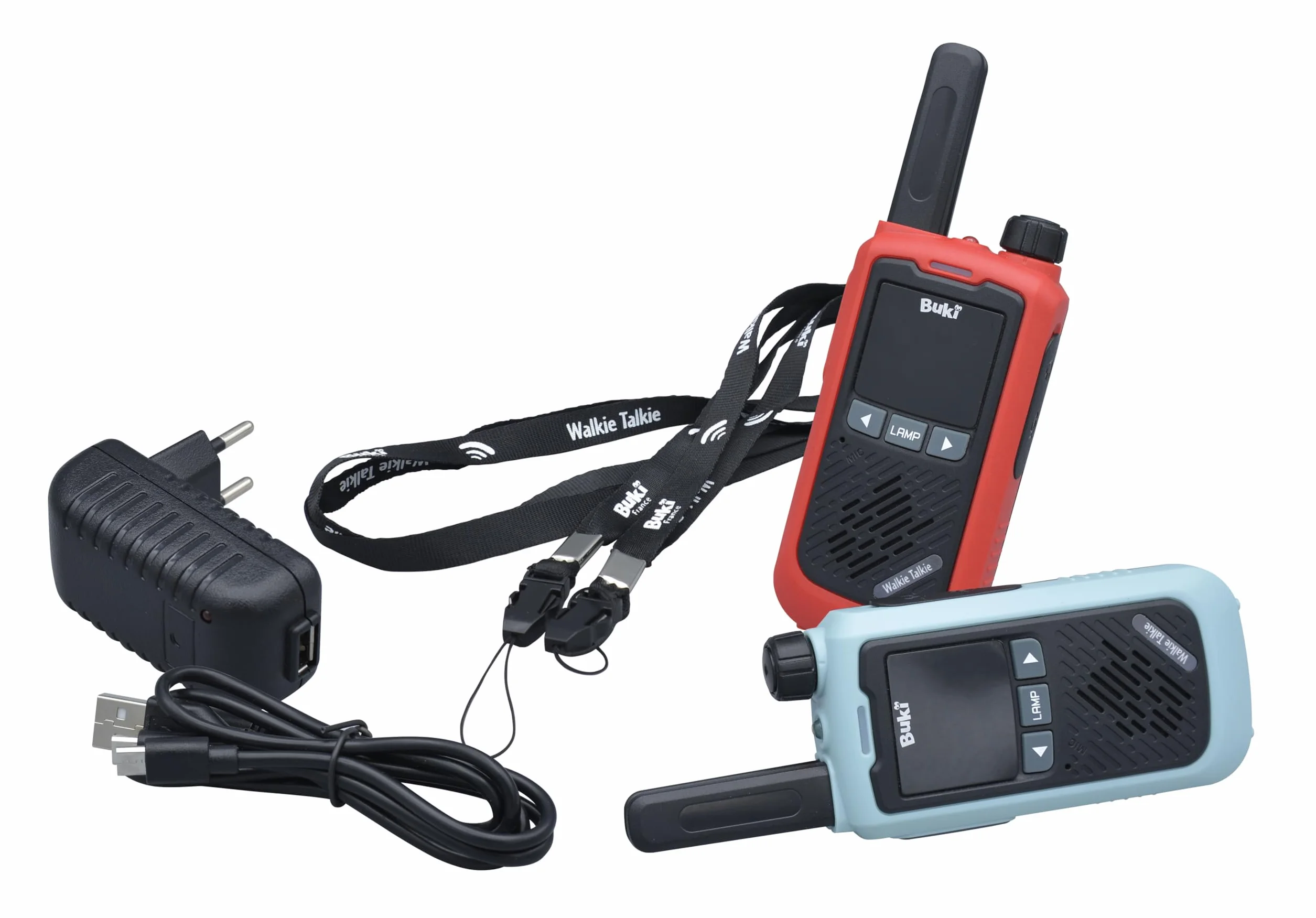 BUKI TW05 - Walkie-Talkies mit wiederaufladbarer Lithium-Batterie – 5 km Reichweite, 16 Kanäle, schwarz