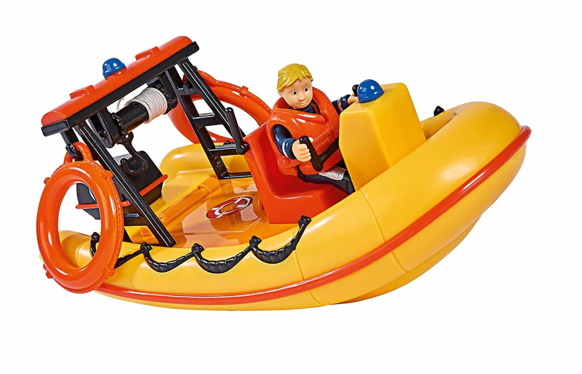 Simba 109251047 - Feuerwehrmann Sam Neptune Boot & 109251092 - Feuerwehrmann Sam Polizei Motorrad, mit Malcolm Figur, mit Zubehör, Staffel 12, ab 3 Jahren