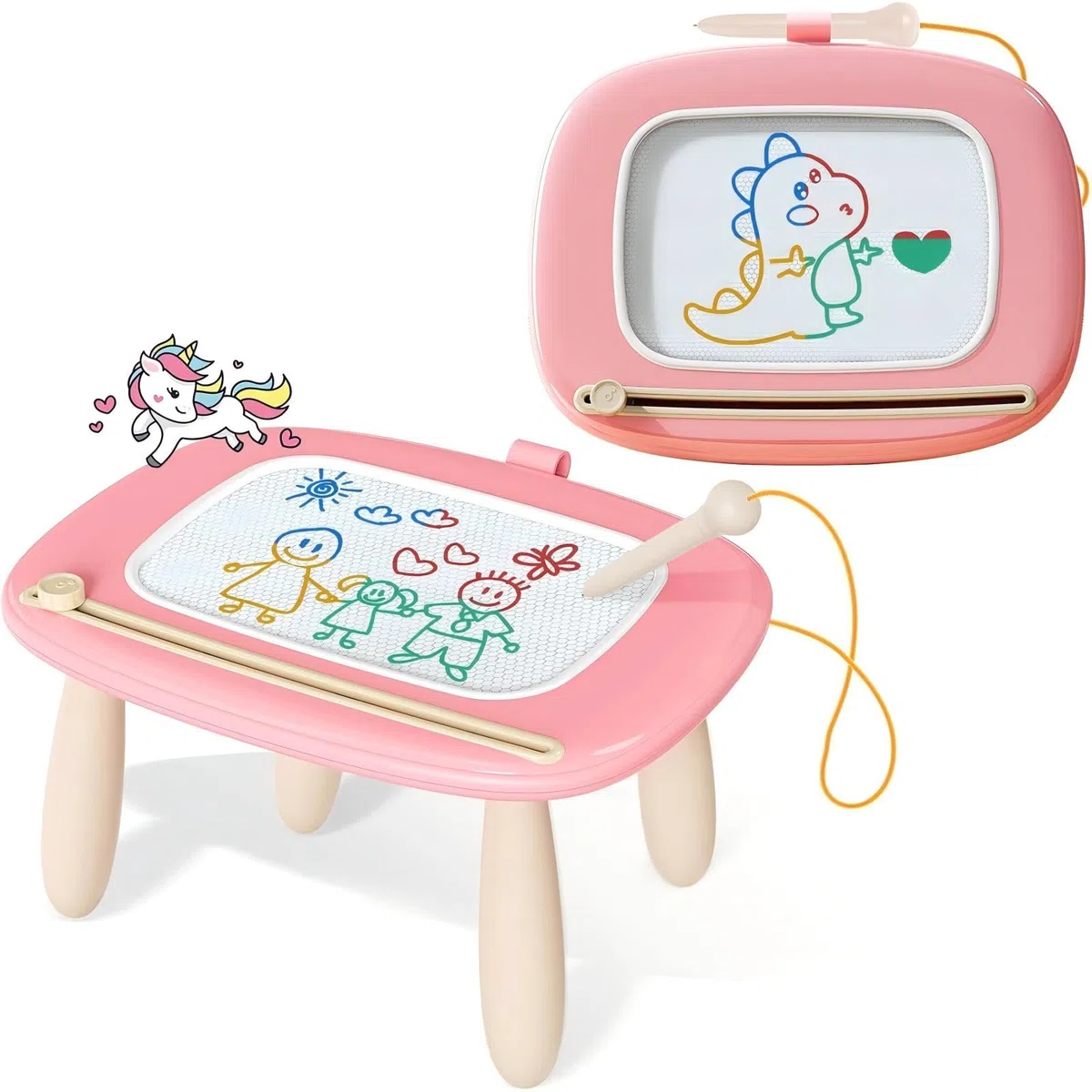 Kikidex Magnetisches Zeichenbrett, Kleinkind-Mädchen-Spielzeug für 1–2 Jahre, Doodle Board Pad Lern- und Lernspielzeug für 1 2 3 Jahre alte Babys, Kinder, Geburtstagsgeschenk (Rosa)
