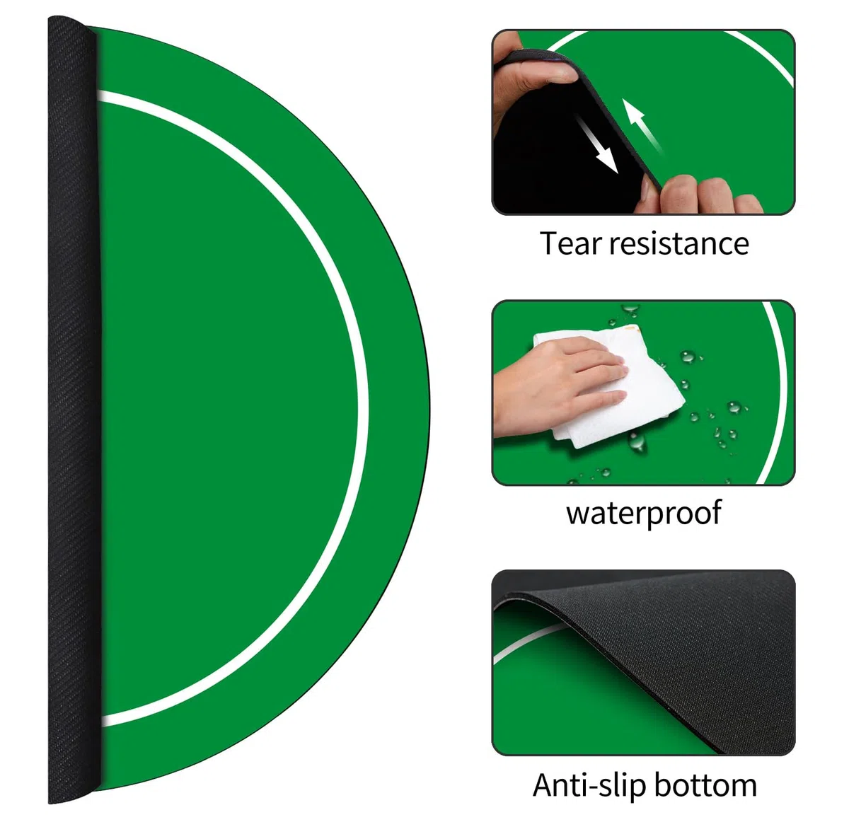Texas Holdem Pokermatte 60/80/100cm Rund Tragbarer Pokertisch Pokerteppich Deco Layout Druck für 8 Spieler Spiellayout-Matte mit Tragetasche zum Spielen von Karten Pokertuch